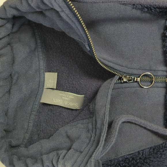 Sweaty Betty Navy Sherpa Quarter Zip Pullover Women's Size 10 - Picture 2 of 6